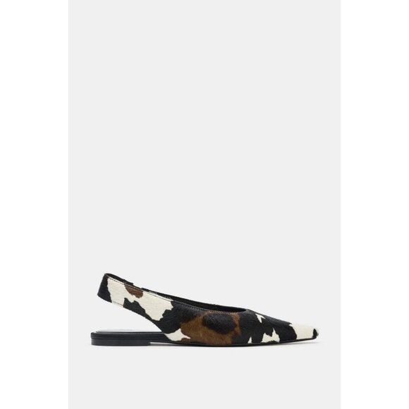 ZARA LEATHER SLINGBACK BALLET FLATS - Picture 1 of 6
